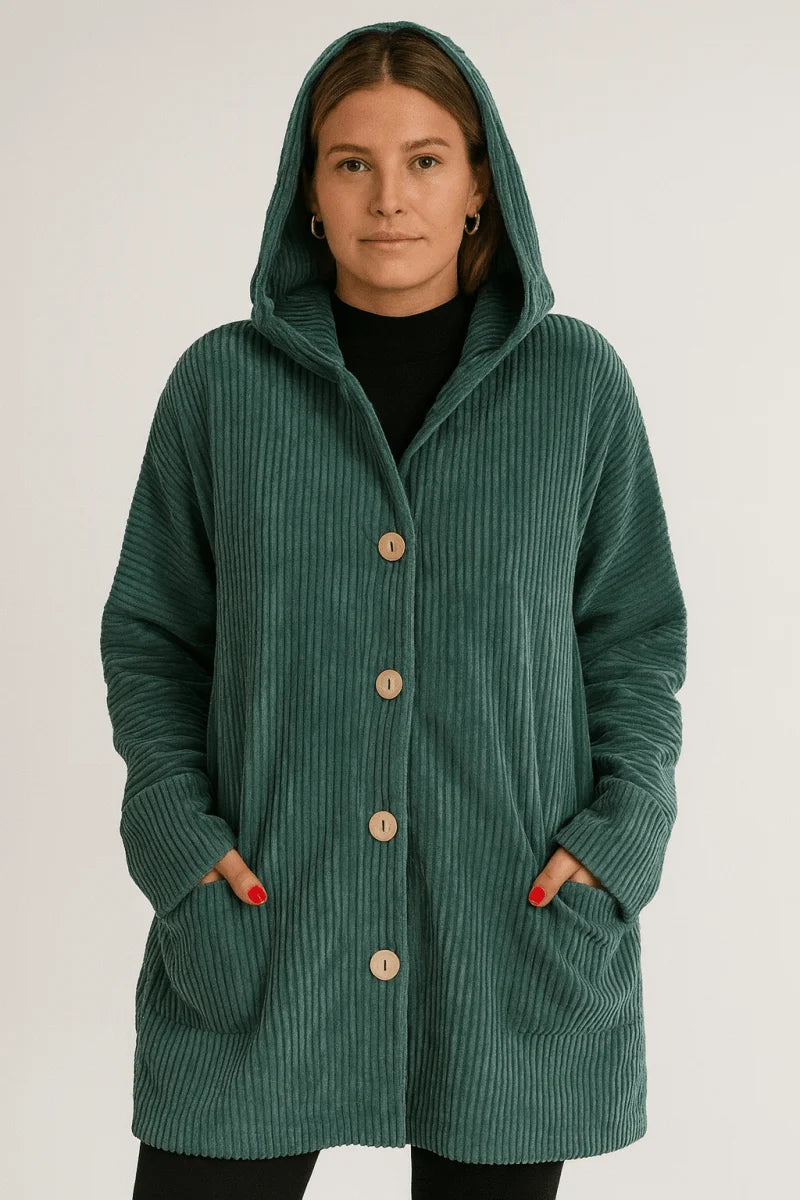 Women's corduroy hooded jacket