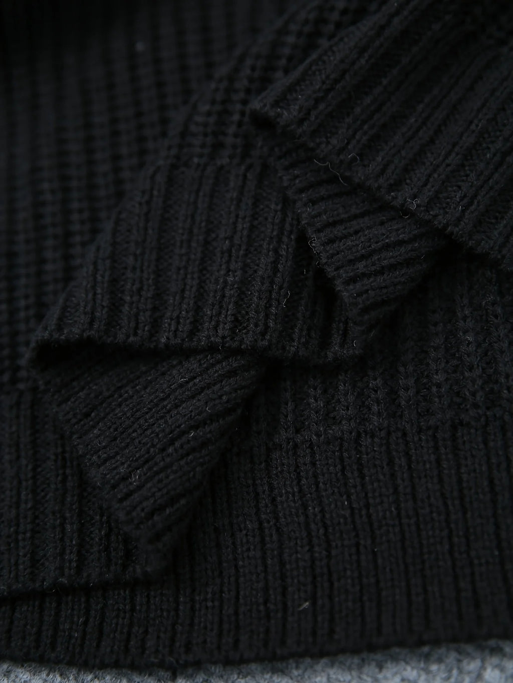 Women's black oversized ribbed plus size sweater dress, half-turtleneck