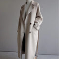 Women's beige wool-blend long coat