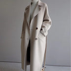 Women's beige wool-blend long coat