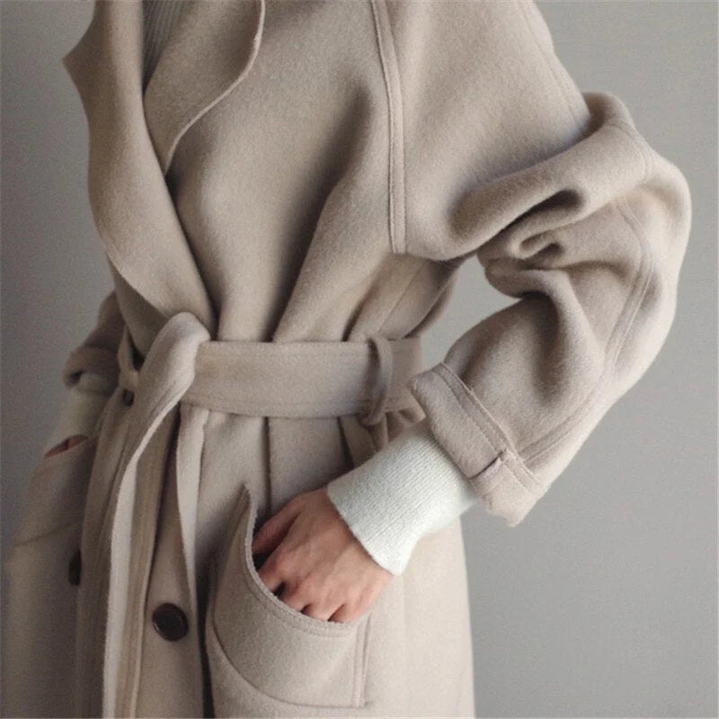 Women's wool-blend long coat