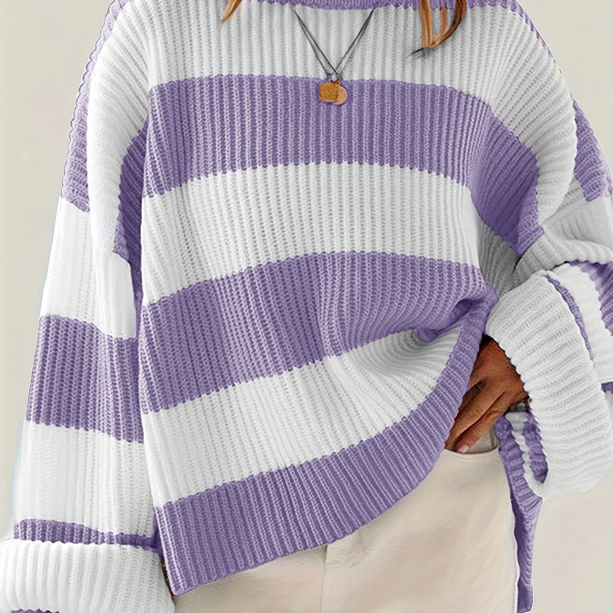 Women's purple and white colorblock sweater