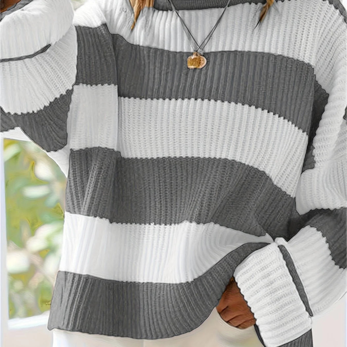Women's gray and white colorblock sweater