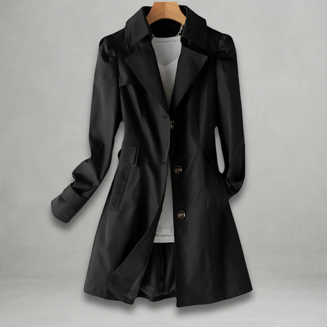 Women's black tailored trench coat