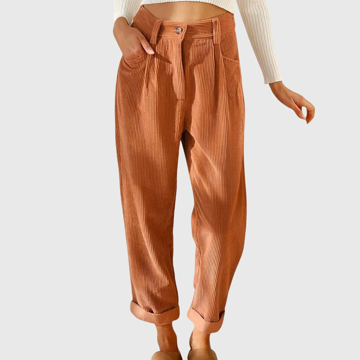 Women's apricot corduroy pants