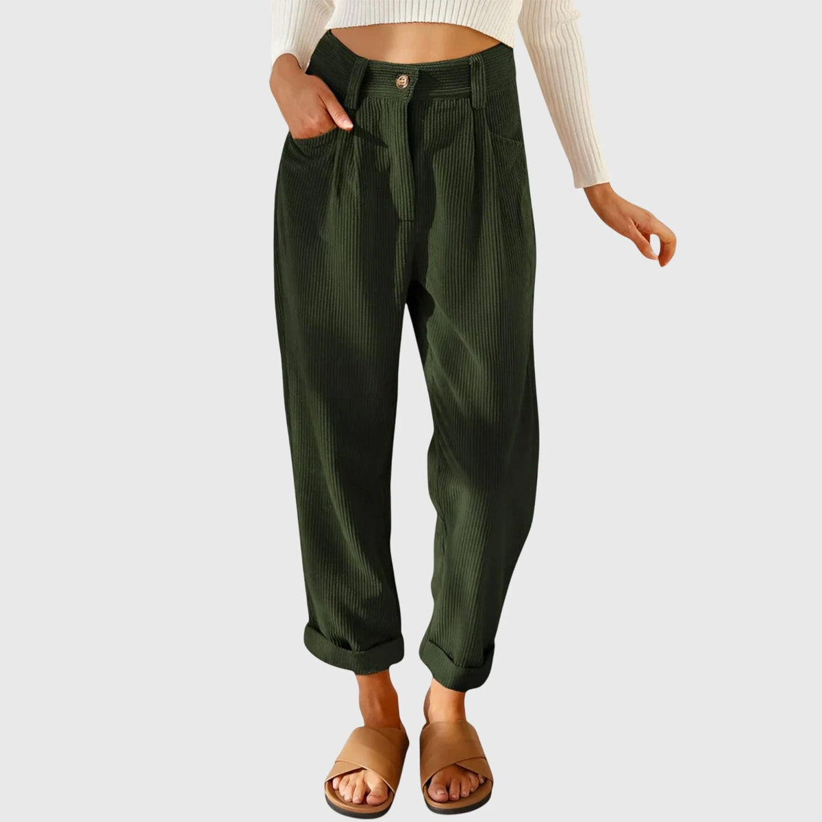 Women's green corduroy pants