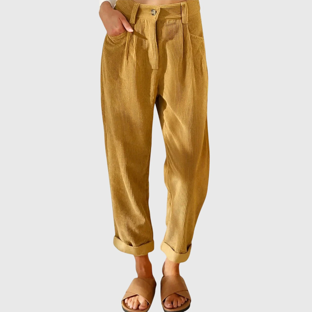Women's yellow corduroy pants