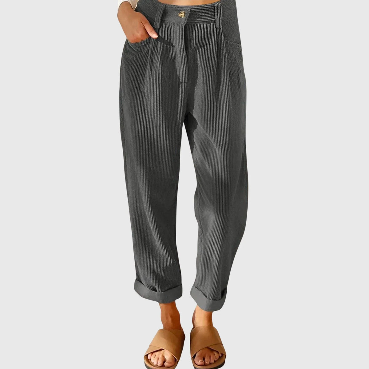 Women's gray corduroy pants
