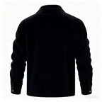 Men's black ribbed-trim insulated jacket with full-zip closure