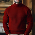 Men's wine ribbed Turtleneck Sweater, Slim Fit for Winter
