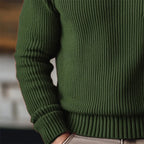 Men's green ribbed Turtleneck Sweater, Slim Fit for Winter
