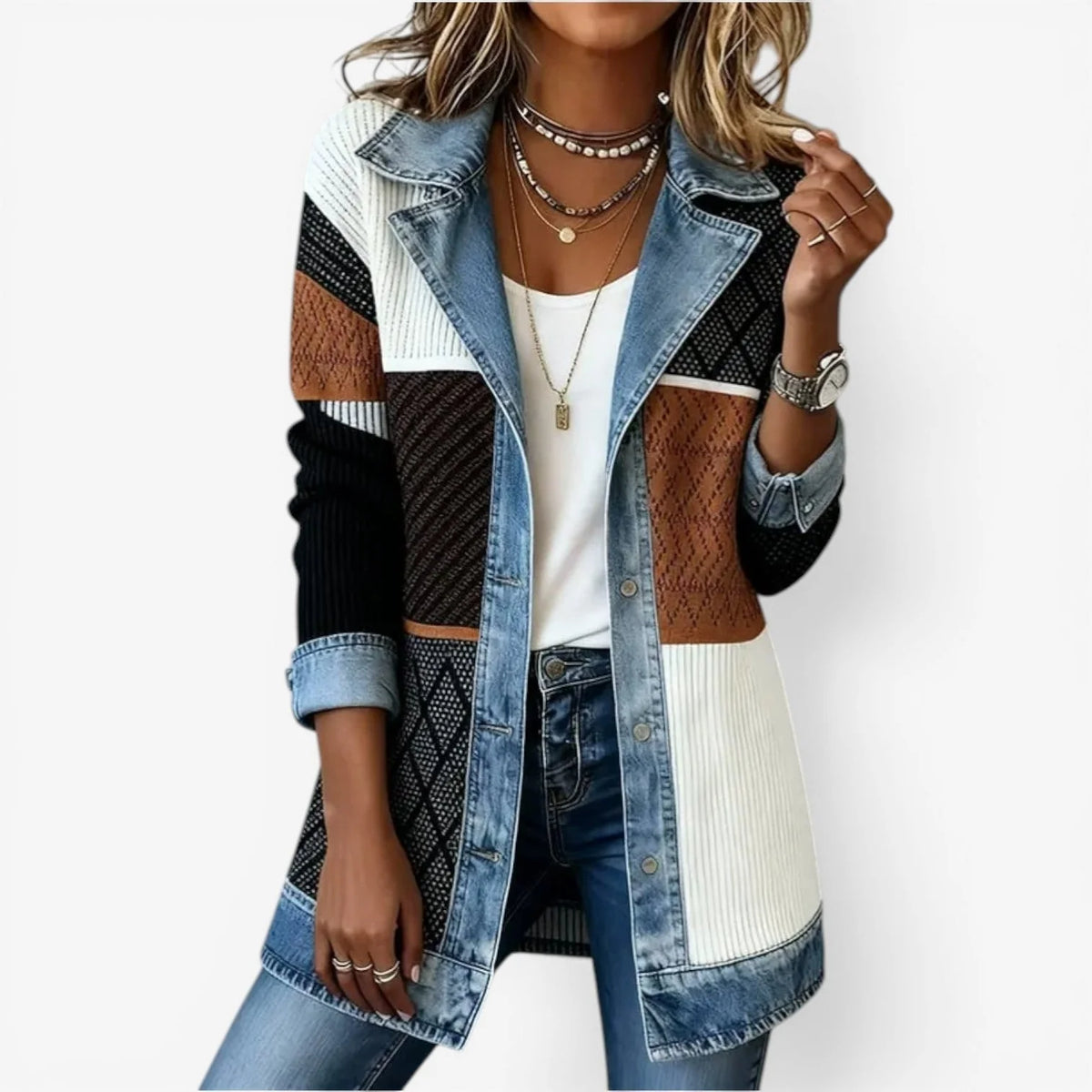 Women's mix layered-look jacket