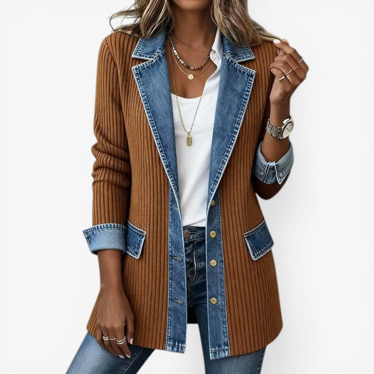 Women's khaki layered-look jacket