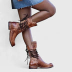 Women's mid-calf lace-up boots