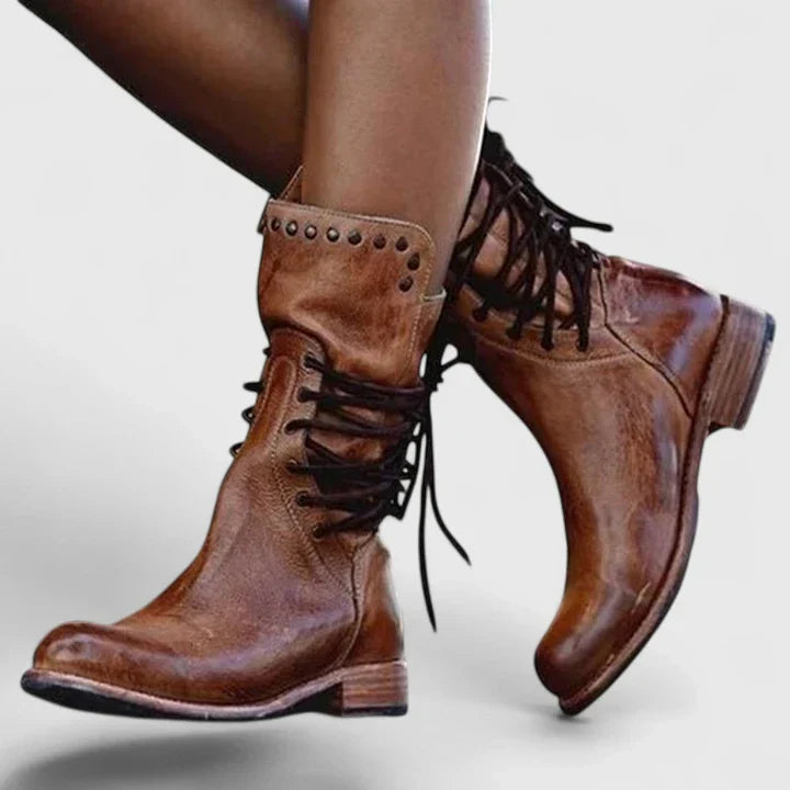 Women's mid-calf lace-up boots