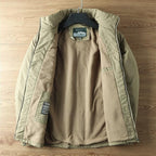 Men's gray hooded Winter Jacket with Fleece-Lined Zip Pockets