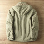 Men's navy blue hooded Winter Jacket with Fleece-Lined Zip Pockets