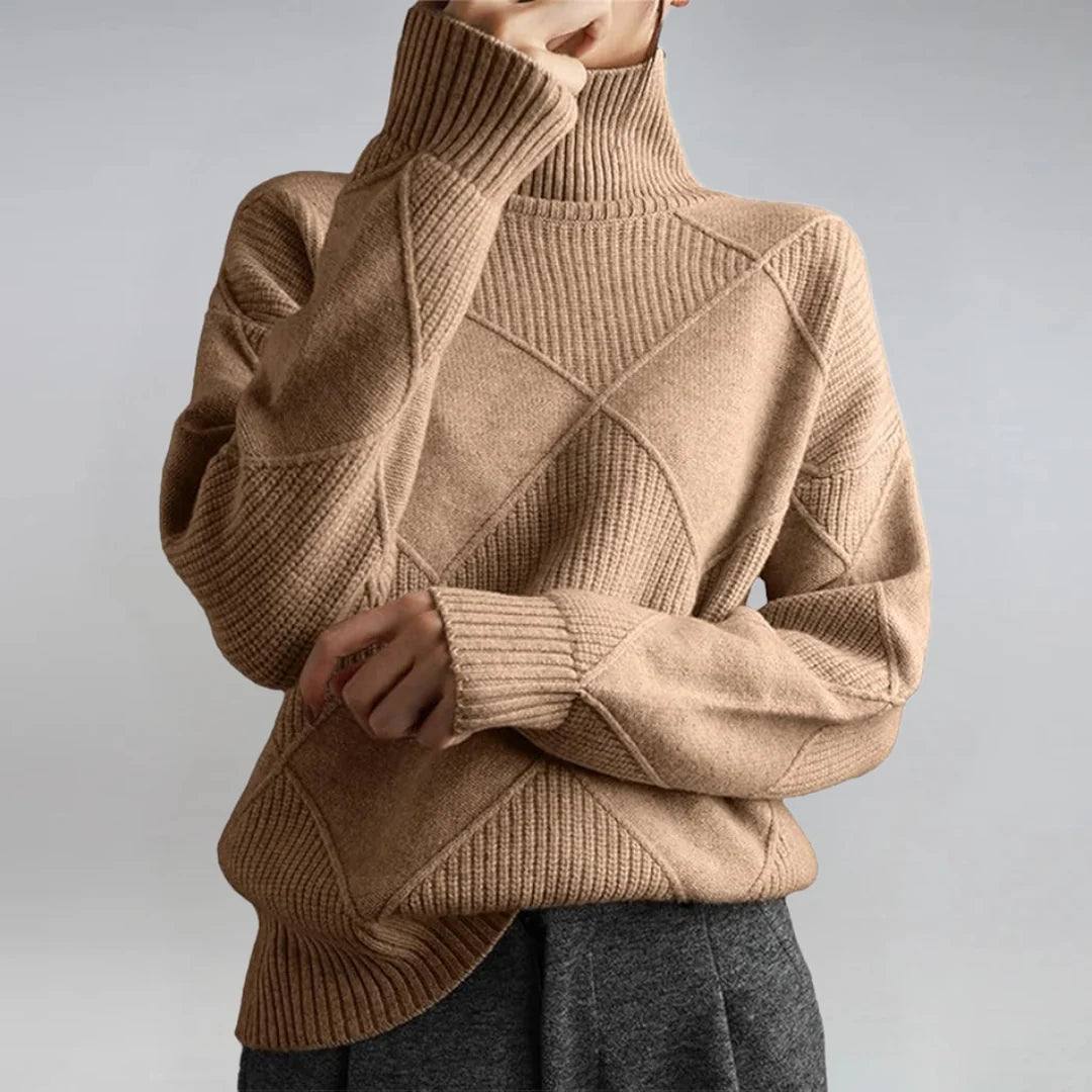Women's brown cashmere-blend turtleneck