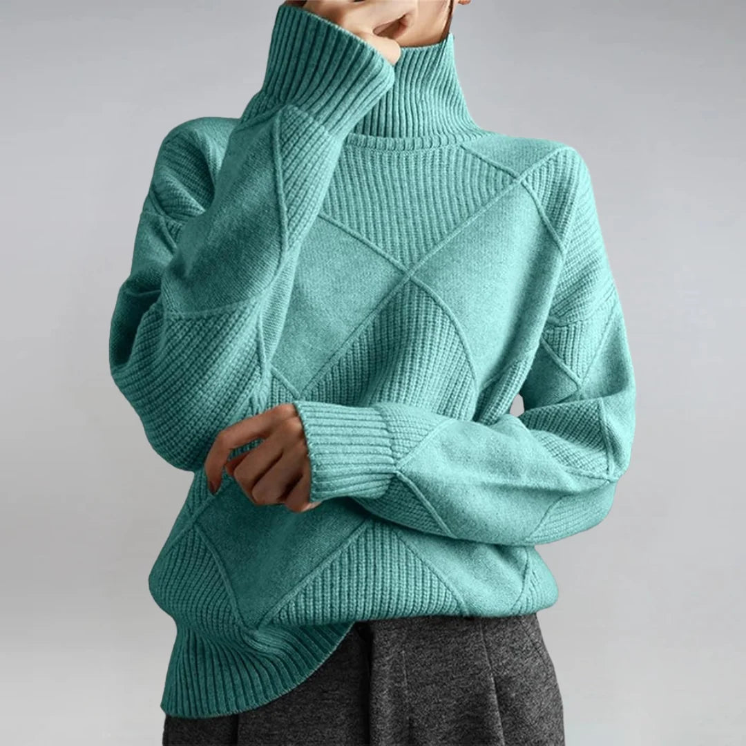 Women's blue cashmere-blend turtleneck