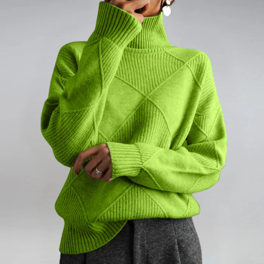 Women's green cashmere-blend turtleneck