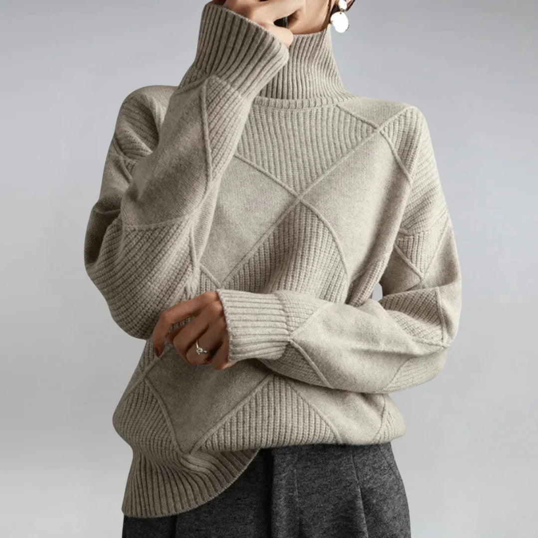Women's gray cashmere-blend turtleneck