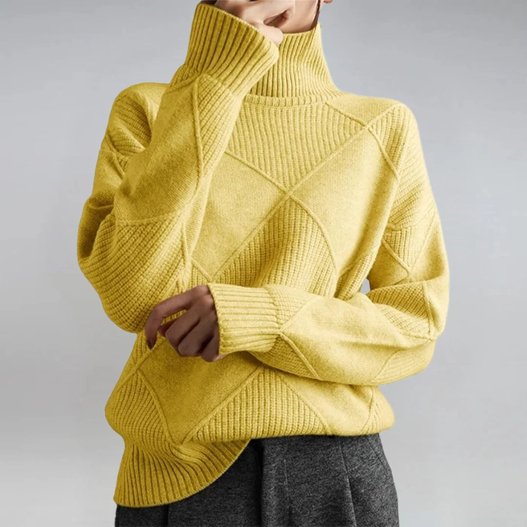 Women's yellow cashmere-blend turtleneck