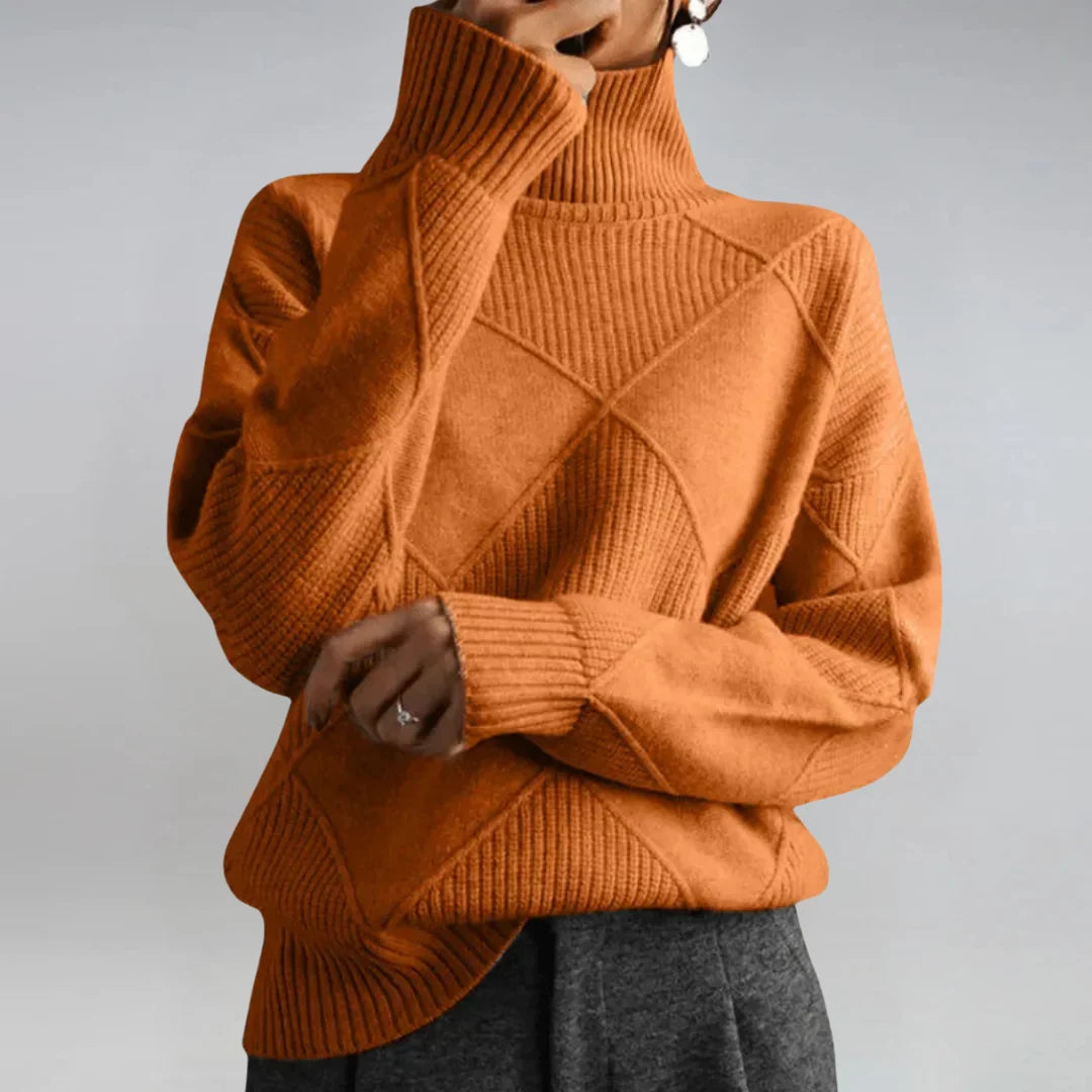 Women's orange cashmere-blend turtleneck