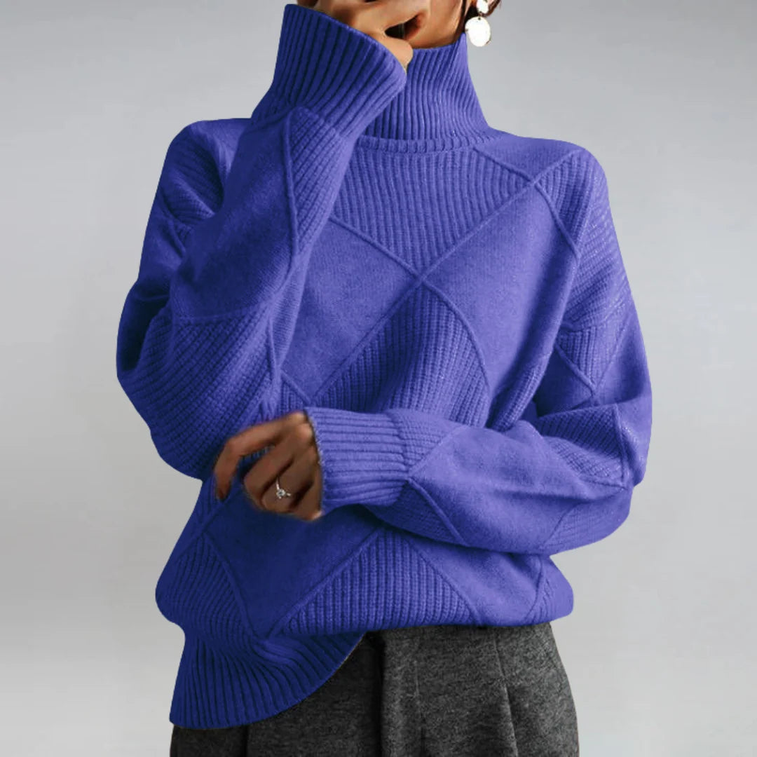 Women's purple cashmere-blend turtleneck