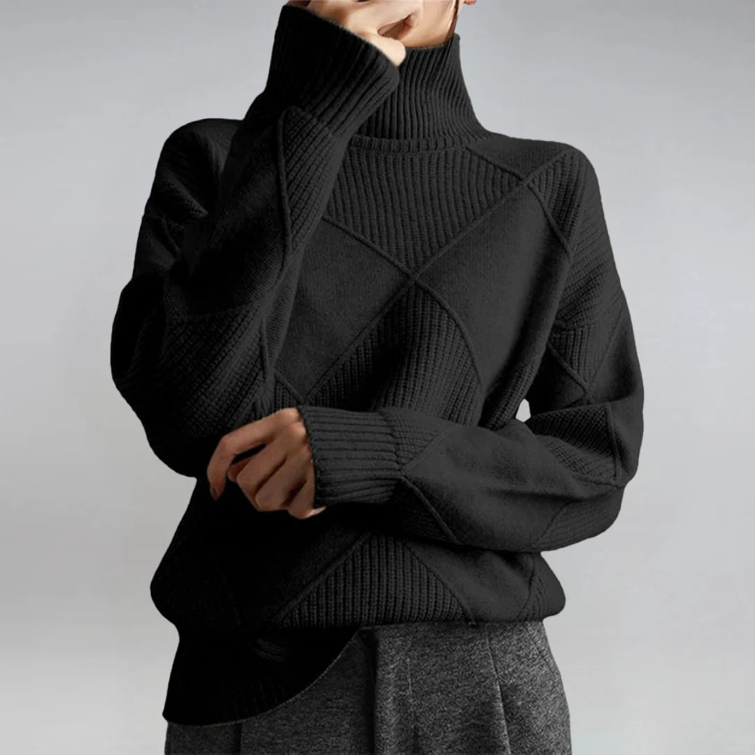 Women's black cashmere-blend turtleneck