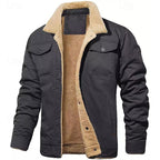 Men's yellow sherpa-lined Denim Trucker Jacket, Notch Collar
