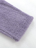 Women's purple sherpa fleece two-piece lounge set with V-neck top