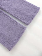 Women's purple sherpa fleece two-piece lounge set with V-neck top