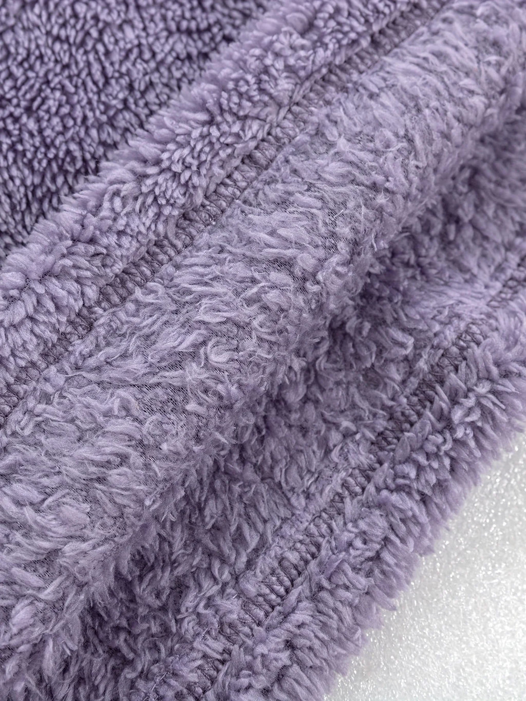 Women's purple sherpa fleece two-piece lounge set with V-neck top