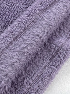Women's purple sherpa fleece two-piece lounge set with V-neck top