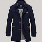Men's khaki classic Single-Breasted Trench Coat with Epaulettes