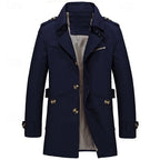 Men's khaki classic Single-Breasted Trench Coat with Epaulettes