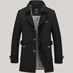 Men's khaki classic Single-Breasted Trench Coat with Epaulettes