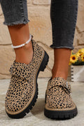 Women's khaki leopard print loafers
