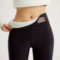 Women's black high-waist fleece-lined skinny leggings for winter