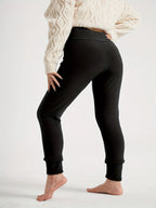 Women's black high-waist fleece-lined skinny leggings for winter