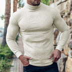 Men's black ribbed Knit Slim-Fit Turtleneck Sweater
