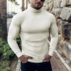 Men's black ribbed Knit Slim-Fit Turtleneck Sweater