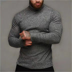 Men's black ribbed Knit Slim-Fit Turtleneck Sweater