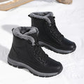 Men's black rugged Hiking Boots with Faux Fur Lining for Winter