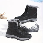 Men's khaki rugged Hiking Boots with Faux Fur Lining for Winter