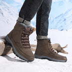 Men's khaki rugged Hiking Boots with Faux Fur Lining for Winter