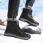 Men's khaki rugged Hiking Boots with Faux Fur Lining for Winter