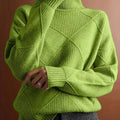 Women's green oversized Textured Turtleneck Sweater for Winter