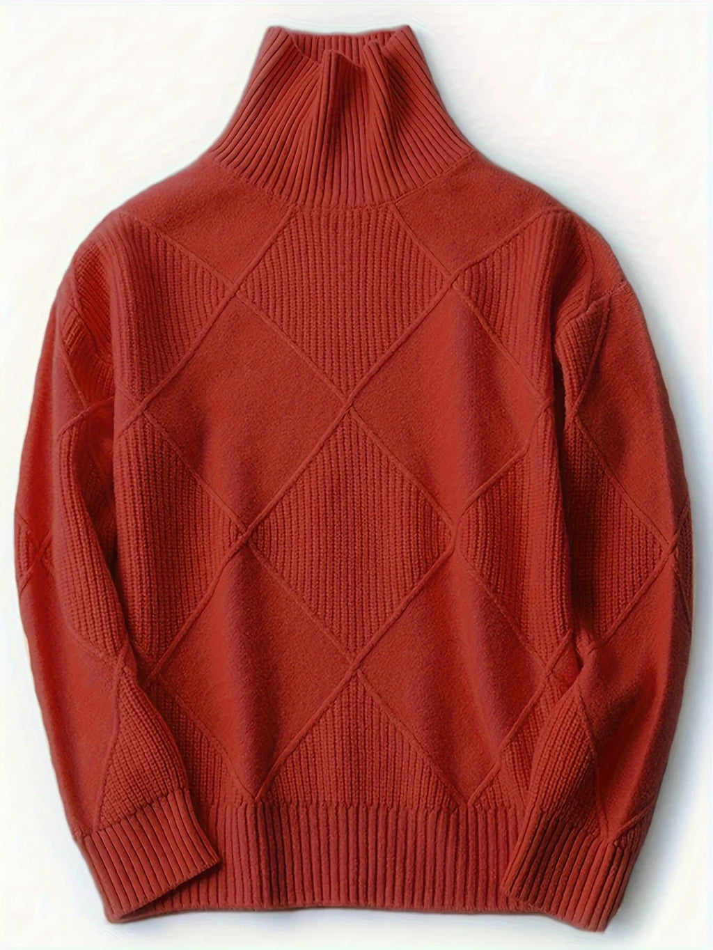 Women's royal blue oversized Textured Turtleneck Sweater for Winter