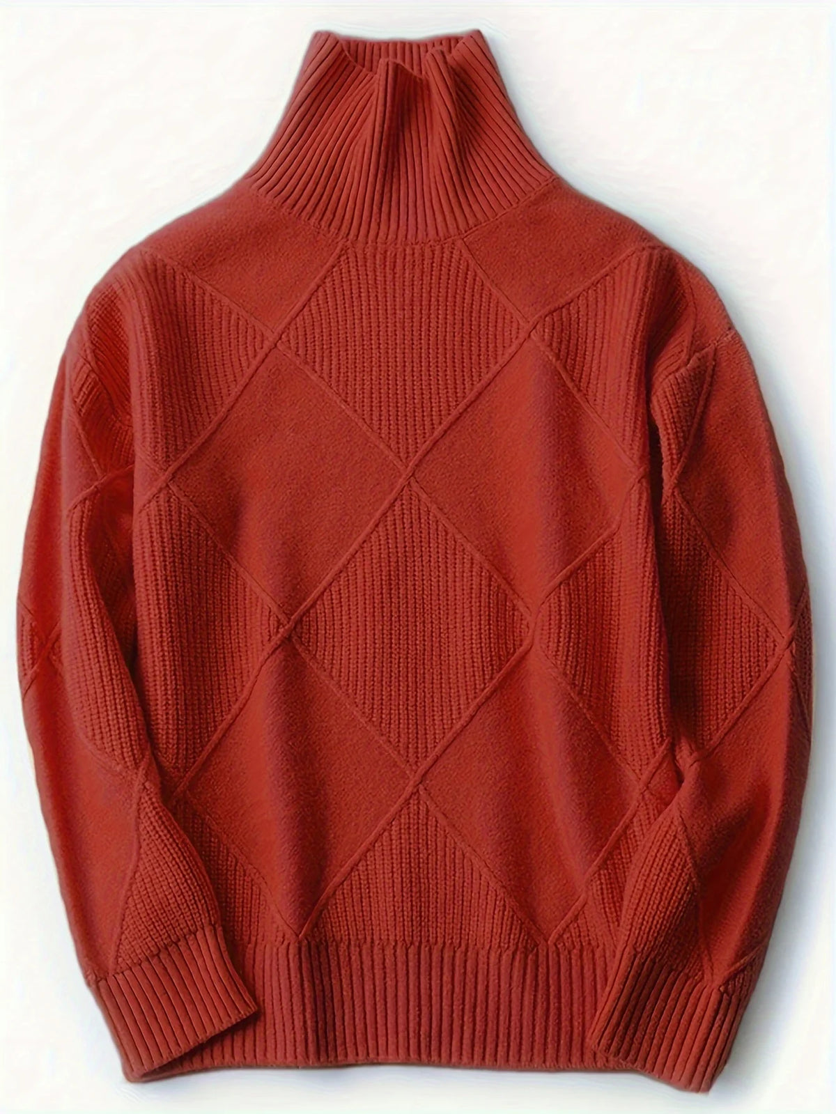 Women's royal blue oversized Textured Turtleneck Sweater for Winter